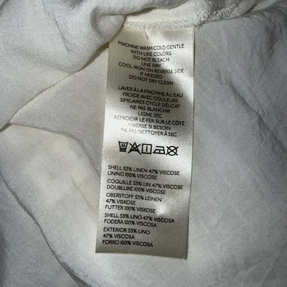 MAEVE Women's Linen Edition The Bettina Tiered White Mini Shirt Dress Size Small - Picture 10 of 12